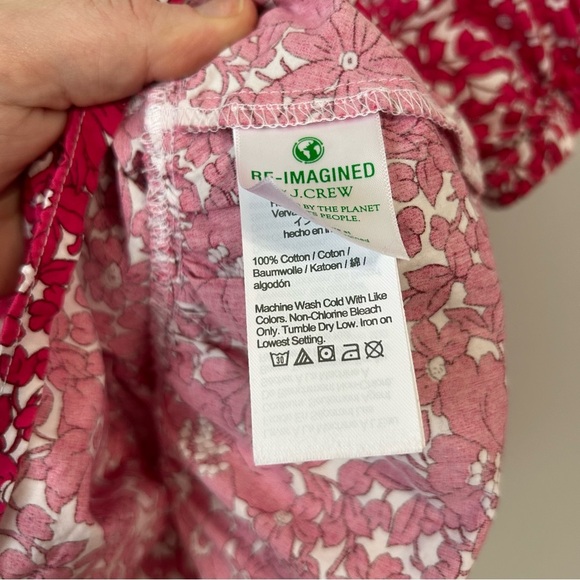 J. Crew Crewcuts Girls Pink White Puff Sleeve Blouse Ruffle Smocked Size 8/9 - Picture 3 of 5